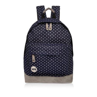 River Island Mensnavy Spotted Denim Mi-pac Backpack