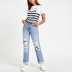 River Island Womens White 'paris' Stripe Print T-shirt