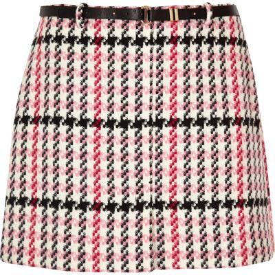 River Island Womens Plus Checked Belted Mini Skirt