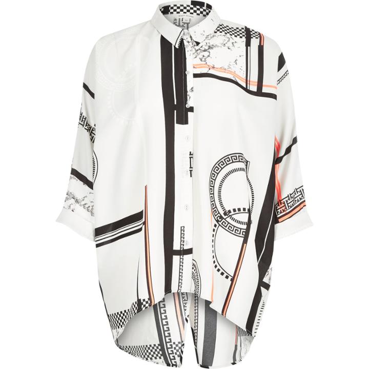 River Island Womens Print Open Back Shirt