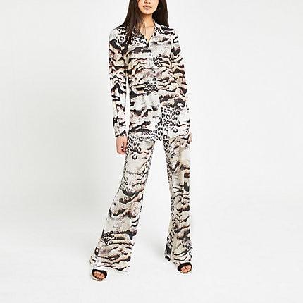River Island Womens Animal Print Kimono Shirt