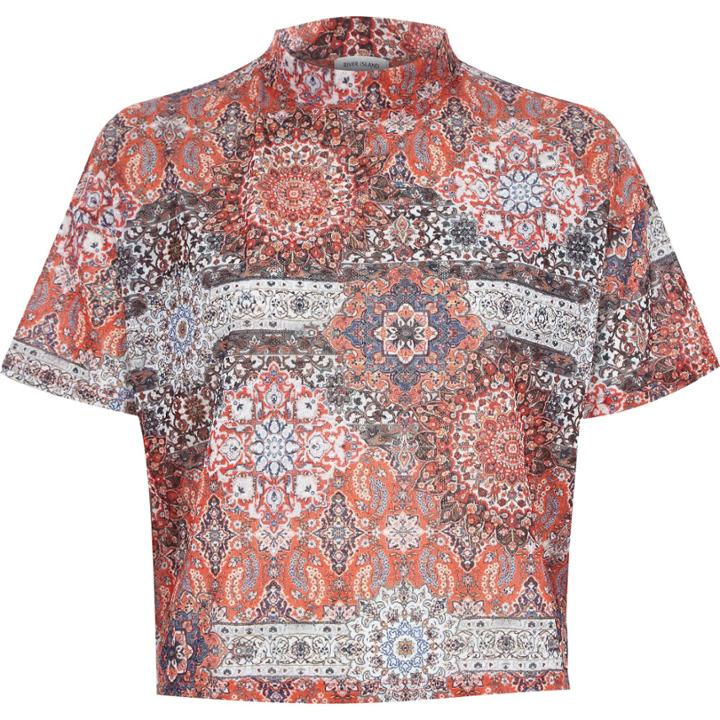 River Island Womens Paisley Print Turtle Neck T-shirt