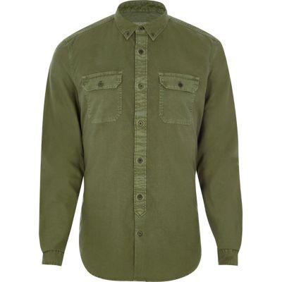 River Island Mens Double Pocket Slim Fit Shirt