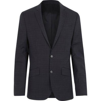 River Island Mens Subtle Grid Print Slim Suit Jacket