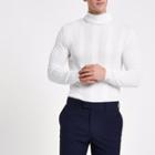 River Island Mens White Turtle Neck Muscle Fit Jumper