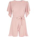 River Island Womens Nude Tie Waist Short Frill Romper