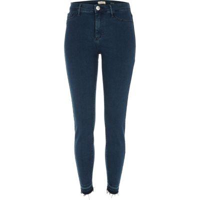 River Island Womens Petrol Raw Hem Molly Jeggings