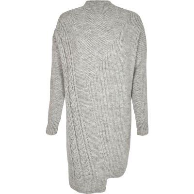 River Island Womens Cable Knit Asymmetric Jumper Dress