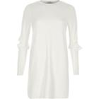 River Island Womens White Frill Deconstructed Sleeve Longline Top