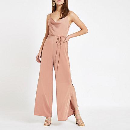 River Island Womens Petite Cowl Neck Jumpsuit