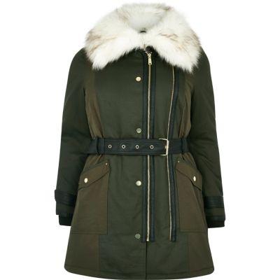 River Island Womens Plus Faux Fur Trim Parka