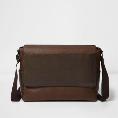 River Island Mens Brown Foldover Satchel Bag
