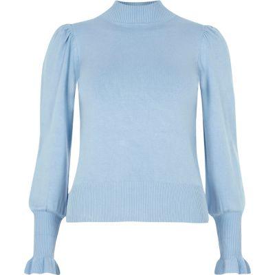 River Island Womens Petite Knit Frill Trim Sweater