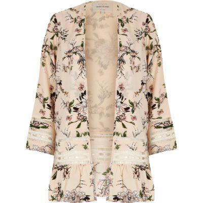 River Island Womens Floral Print Lace Kimono