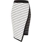 River Island Womens White Asymmetric Stripe Midi Pencil Skirt