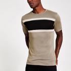 River Island Mens Knitted Colour Block Slim Fit T-shirt