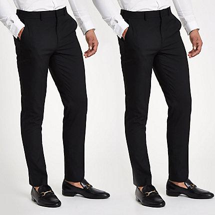 River Island Mens Stretch Slim Fit Trousers 2 Pack