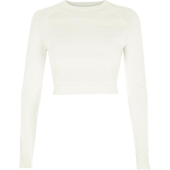 River Island Womens White Ripple Mesh Knitted Crop Top