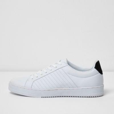 River Island Mens White Quilted Lace-up Sneakers