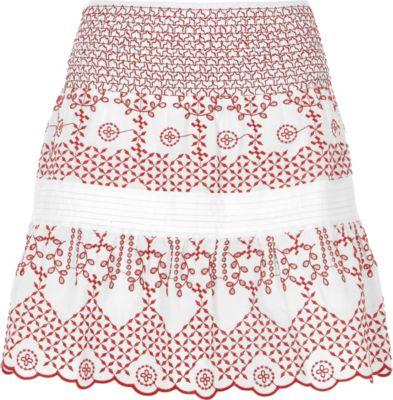 River Island Womens White And Broderie Mini Skirt