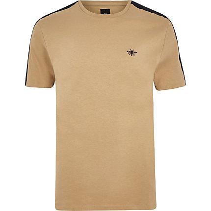 River Island Mens Slim Fit Wasp Embroidered Tape T-shirt