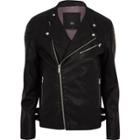 River Island Mens Faux Leather Racer Neck Biker Jacket