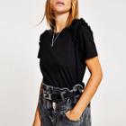 River Island Womens Frill Shoulder Fitted T-shirt
