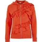 River Island Womens Frill Front Zip-up Hoodie
