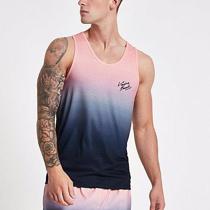 River Island Mens Fade 'venice Beach' Slim Fit Tank Top