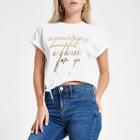 River Island Womens Petite White Print Tie Front Cropped T-shirt