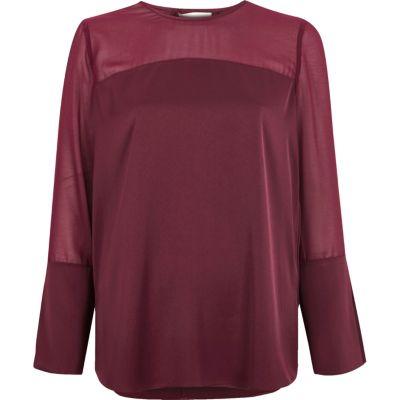River Island Womens Sheer Insert Satin Top