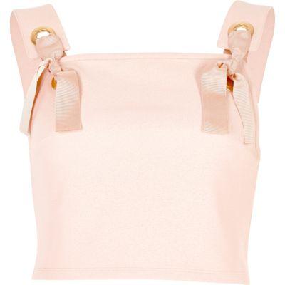 River Island Womens Eyelet Tie Crop Top