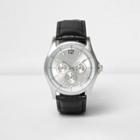 River Island Mensblack And Chrome Matte Watch