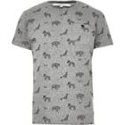 River Island Mensgrey Bellfield Animal Print T-shirt