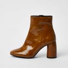 River Island Womens Shiny Leather Bubble Heel Ankle Boots