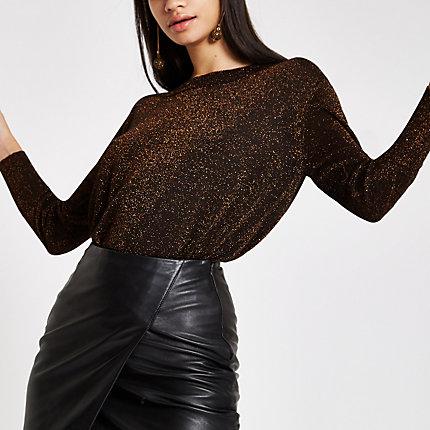 River Island Womens Metallic Crew Neck Jumper