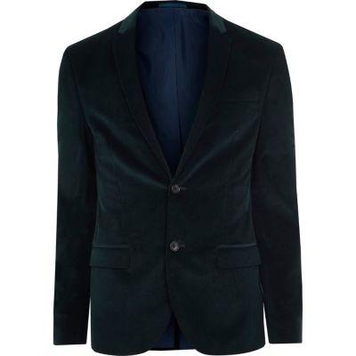 River Island Mens Blue Corduroy Skinny Fit Suit Jacket