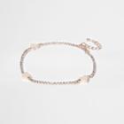 River Island Womens Rose Gold Tone Diamante Heart Anklet