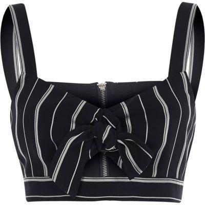 River Island Womens Stripe Tie Front Crop Top