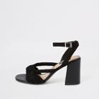 River Island Womens Wide Fit Knot Front Flare Heel Sandals