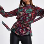 River Island Womens Floral Tie Waist Sheer Blouse