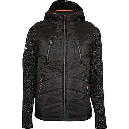 River Island Mens Superdry Knitted Sleeve Hooded Coat