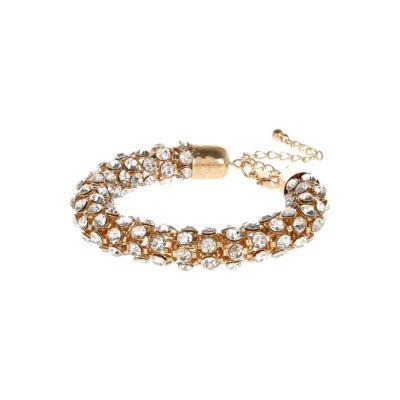 River Island Womens Gold Tone Embellished Rope Bracelet