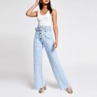 River Island Womens Wide Leg Belted Jeans