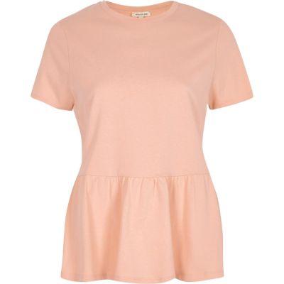 River Island Womens Pink Peplum Hem T-shirt