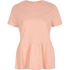 River Island Womens Pink Peplum Hem T-shirt