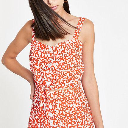 River Island Womens Print Tie Front Crop Top