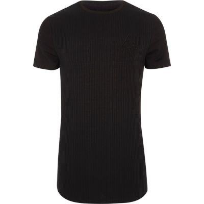 River Island Mens Rib Muscle Fit Longline T-shirt