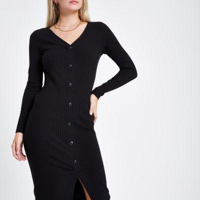 River Island Womens Petite Button Front Bodycon Dress