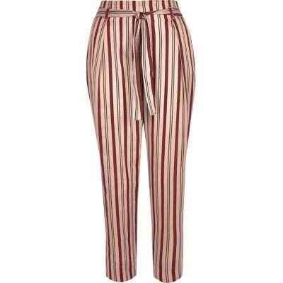 River Island Womens Stripe Soft Tie Tapered Pants